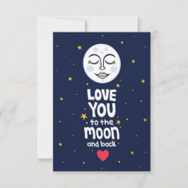 Liebe Sie zum Mond und zur Hand gezogenen Artwork Karte