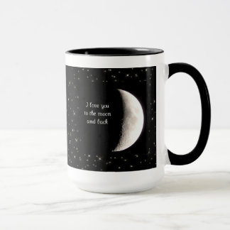 Liebe Sie zum Mond und zur hinteren Tasse