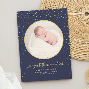 Liebe Sie zum Mond und zurück Baby Foto Geburt Ankündigung