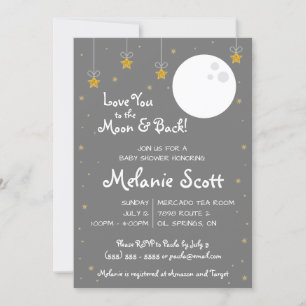 Liebe Sie zum Mond und zurück! Baby Shower Invita Einladung