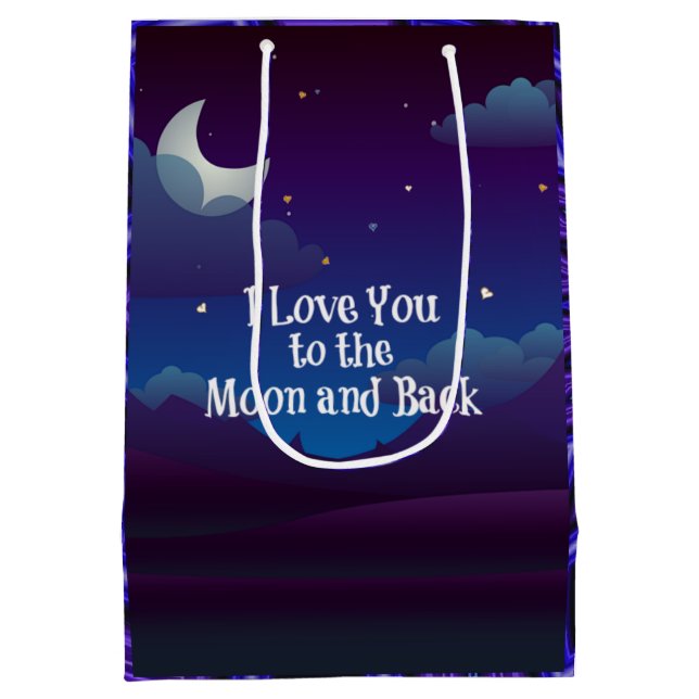 Liebe Sie zum Mond und zurück, Blue Indigo Mittlere Geschenktüte (Rückseite)