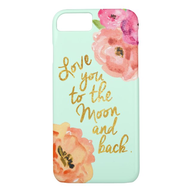 Liebe Sie zum Mond und zurück Floral Phone Case (Rückseite)