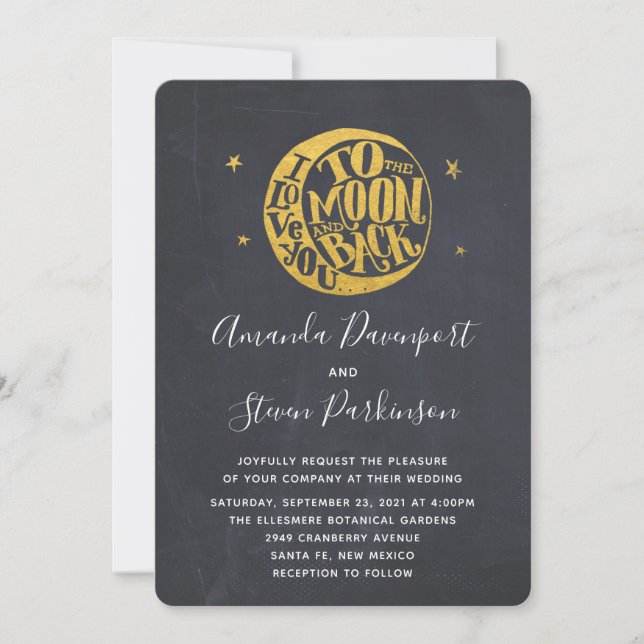 Liebe Sie zum Mond und zurück Goldene Hochzeit Einladung (Vorderseite)