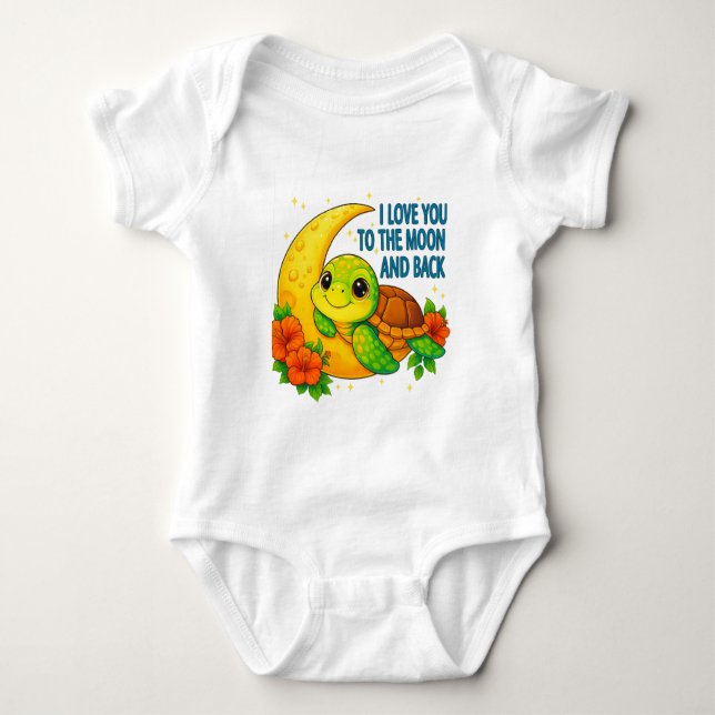 Liebe Sie zum Mond und zurück zur Babyschildkröte Baby Strampler (Vorderseite)