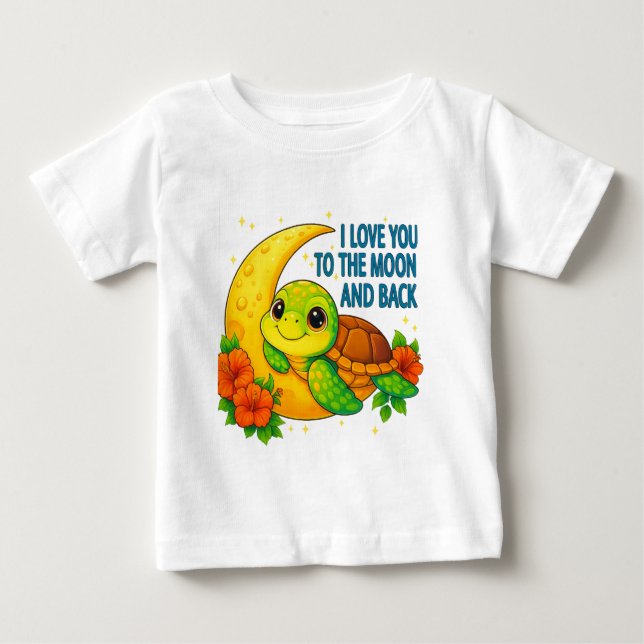 Liebe Sie zum Mond und zurück zur Babyschildkröte Baby T-shirt (Vorderseite)