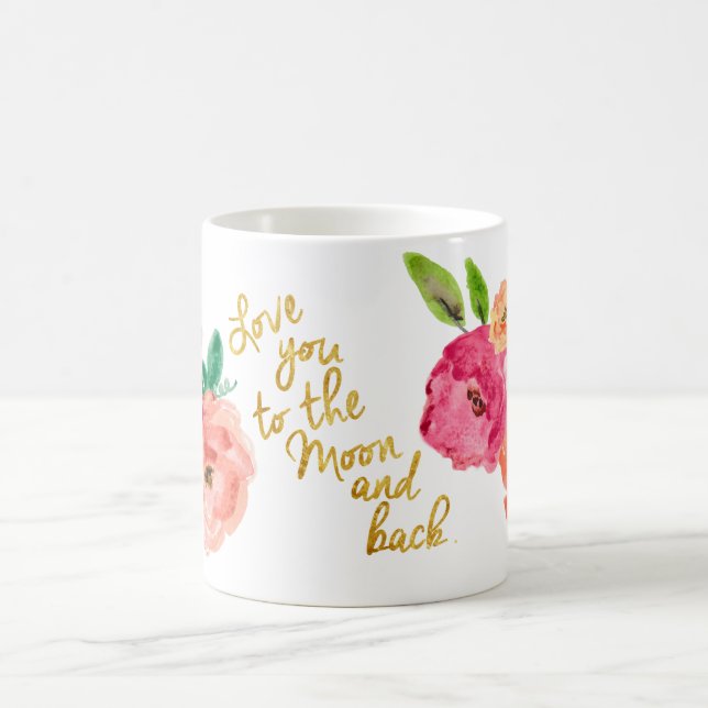 Liebe Sie zur Mond-und Rückseiten-BlumenTasse Kaffeetasse (Mittel)