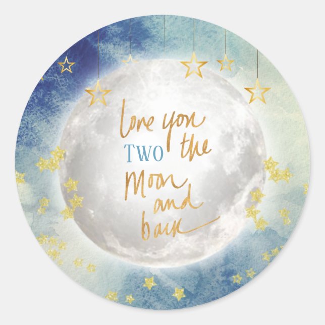 Liebe Sie ZWEI den Mond und zurück Runder Aufkleber (Vorderseite)