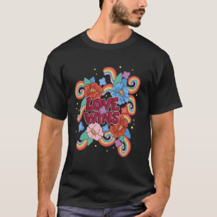 Liebe Siegt Florales Regenbogen-LGBTQ+-Stolz-Desig T-Shirt