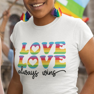 Liebe siegt immer Retro-Schriften LGBTQIA-Regenbog T-Shirt