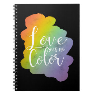 Liebe sieht keinen Farbquotenknopf Rainbow Black Notizblock