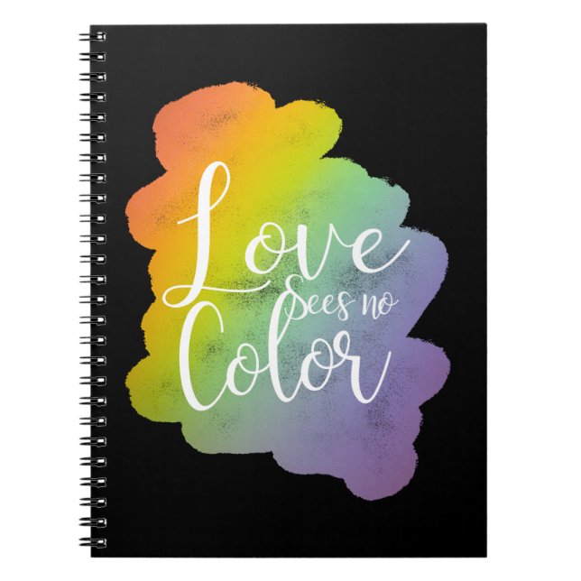 Liebe sieht keinen Farbquotenknopf Rainbow Black Notizblock (Vorderseite)