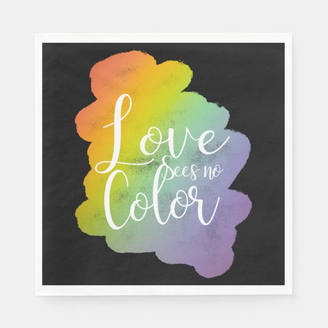 Liebe sieht keinen Farbquotenknopf Rainbow Black Serviette (Vorderseite)