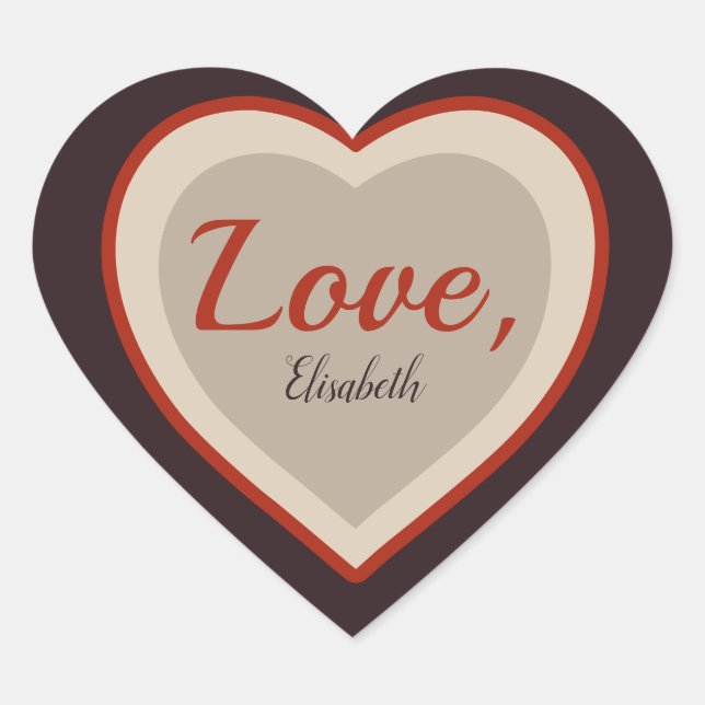 Liebe Signatur Valentine Elegant Retro CC0982 Herz-Aufkleber (Vorderseite)