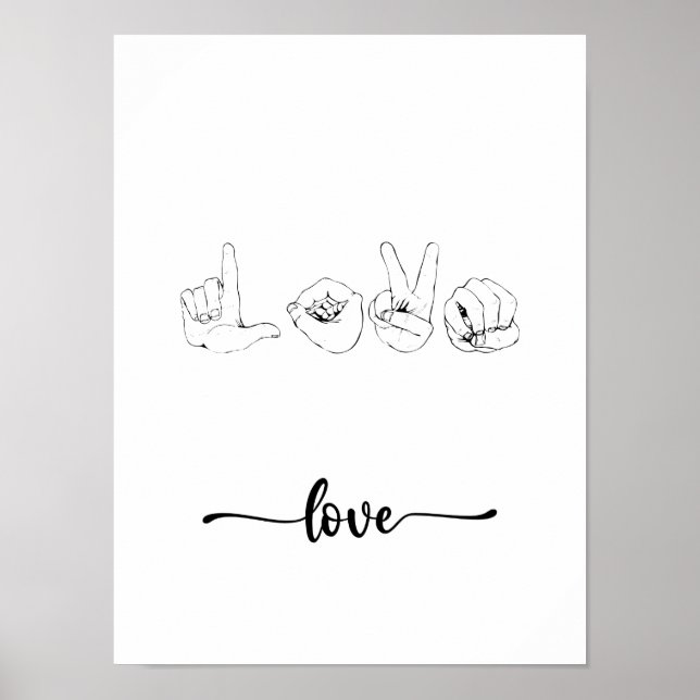Liebe Signature Language Line Art Poster (Vorne)