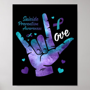 Liebe Signieren Aquamarin & amp; Lila Ribbon Suizi Poster