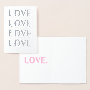 Liebe silber rosa moderne Typografie minimalistisc Folienkarte