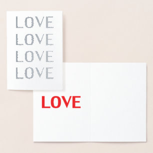 Liebe Silber & Rot minimalistischer Interieur-Text Folienkarte
