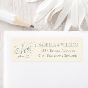 Liebe silberne Schrift Elfenbein Hochzeit Rücksend