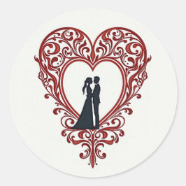 Liebe Silhouette Runder Aufkleber