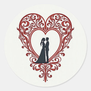 Liebe Silhouette Runder Aufkleber
