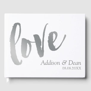 Liebe   Silver Brush Script Wedding Gästebuch