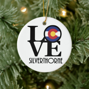 LIEBE Silverthorne Colorado Keramik Ornament