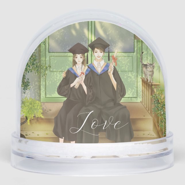 Liebe Simple Modern Script 2 Foto Snow Globe Schneekugeln (Vorderseite)