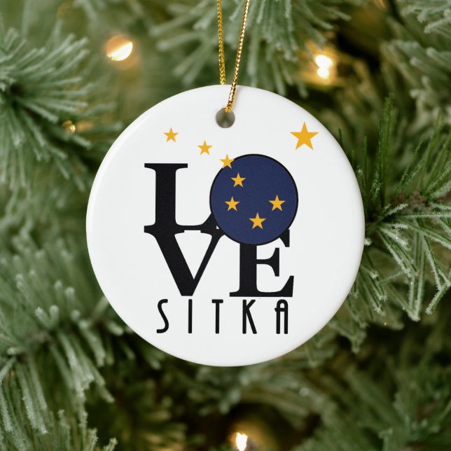 LIEBE Sitka Alaska Keramik Ornament (Baum)