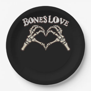 Liebe Skeleton Handklassik Pappteller