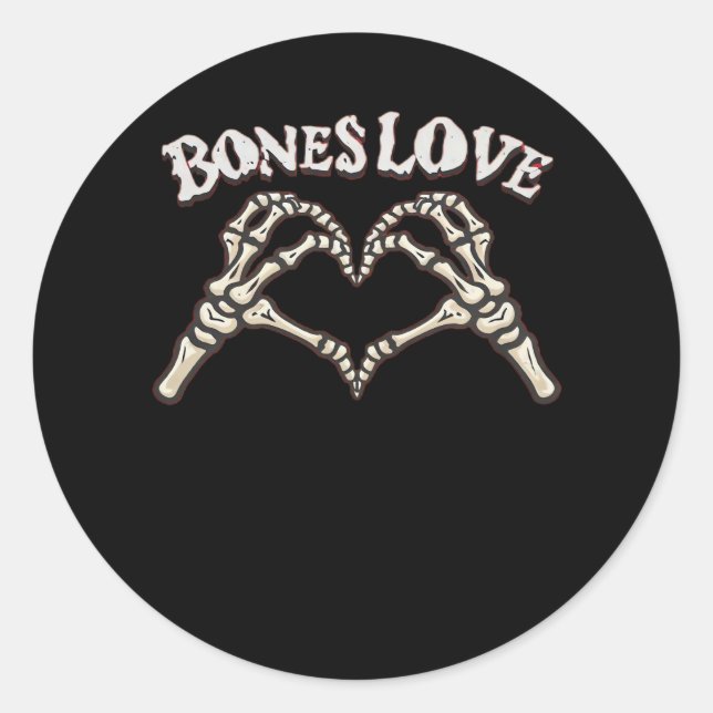 Liebe Skeleton Handklassik Runder Aufkleber (Vorderseite)