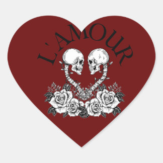 Liebe Skeleton Rose Herz-Aufkleber