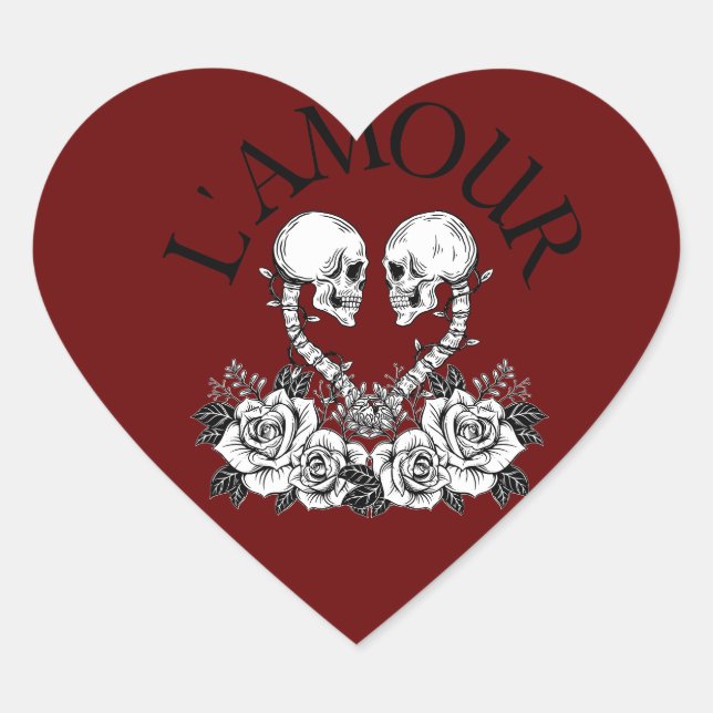 Liebe Skeleton Rose Herz-Aufkleber (Vorderseite)