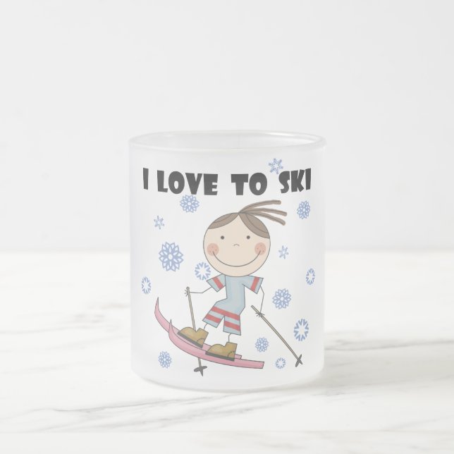 Liebe Ski zu fahren - Mädchen-T-Shirts und Mattglastasse (Mittel)