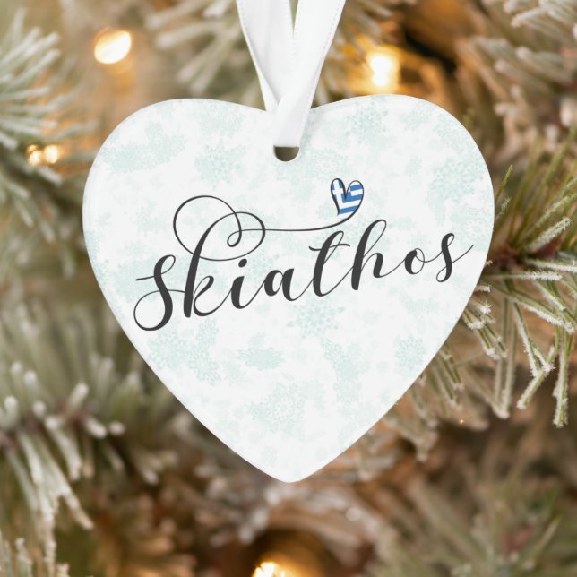 Liebe Skiathos Design mit griechischer Flagge Ornament (Baum)