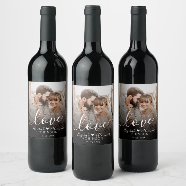 Liebe Skript-Foto Hochzeit Flasche Gefallen Weinetikett (Flaschen)