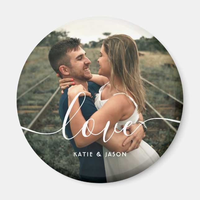 Liebe Skript Hochzeitsschreiben Foto Custom Magnet (Vorne)