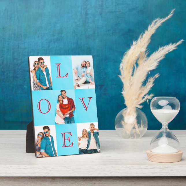 Liebe Skript Personalisiert Couple Fotos Plaque Fotoplatte (Seite)