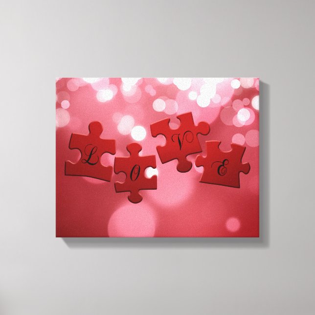 Liebe Skript Puzzle Pieces Leinwanddruck (Vorderseite)