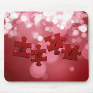 Liebe Skript Puzzle Pieces Mousepad