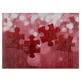 Liebe Skript Puzzle Pieces Schneidebrett