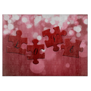 Liebe Skript Puzzle Pieces Schneidebrett
