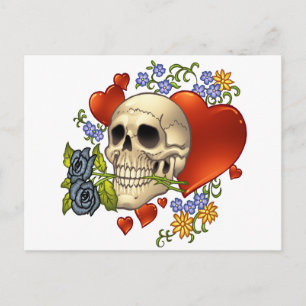Liebe Skull - Skulls, Rose und Herzen von Al Rio Postkarte