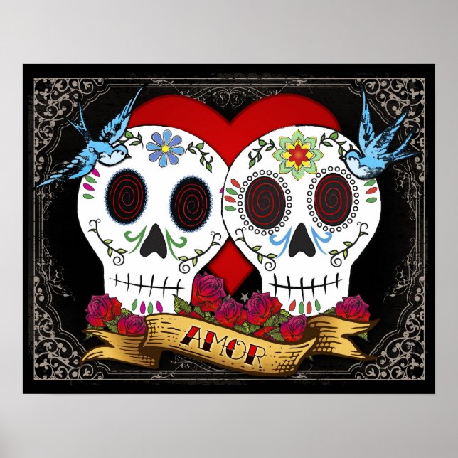 Liebe Skulls Poster/Print Poster (Vorne)