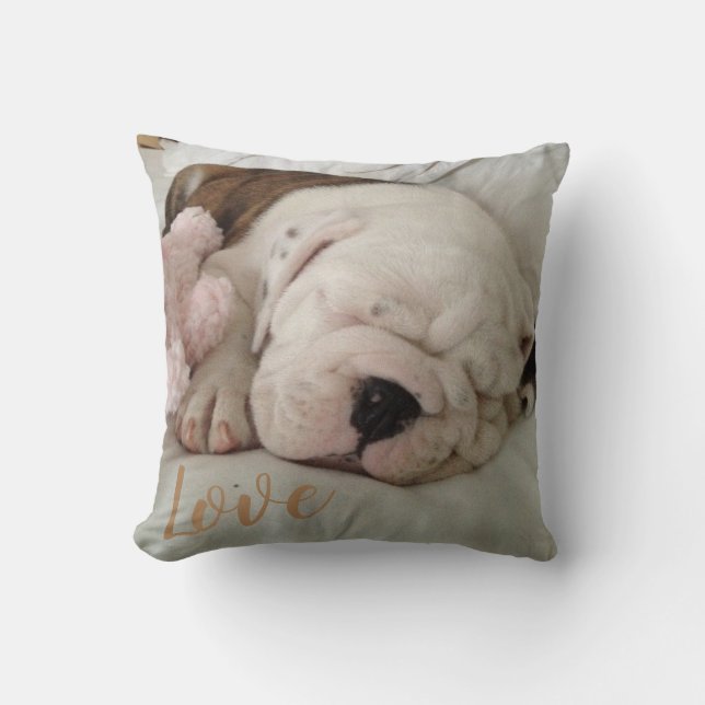Liebe Sleeping Bulldog Puppy Kissen (Vorderseite)