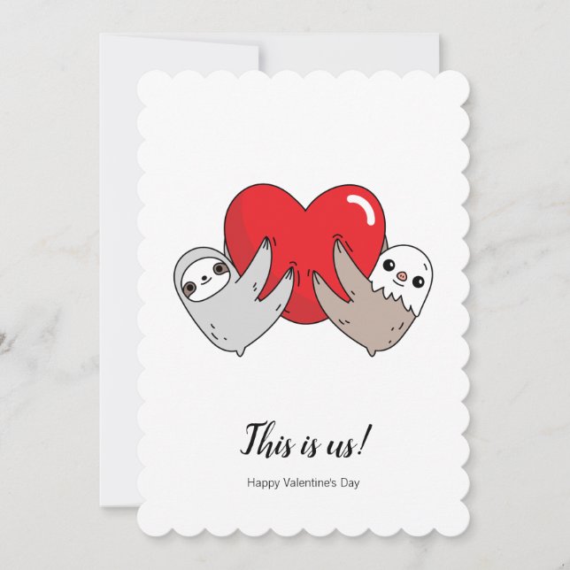 Liebe Sloths Valentine's Day Card Dankeskarte (Vorderseite)