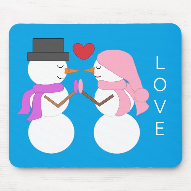 Liebe & Snowpeople: Blaugrün Mousepad (Vorne)