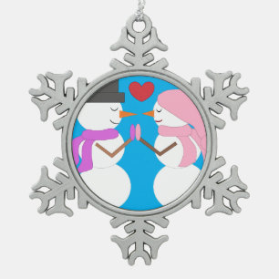 Liebe & Snowpeople: Blaugrün Schneeflocken Zinn-Ornament