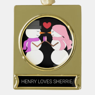 Liebe & Snowpeople - Schwarz: Banner-Ornament Gold