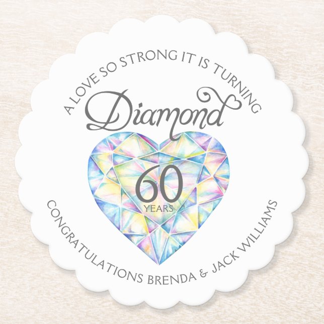 Liebe so starke Diamant Hochzeit Untersetzer (Vorderseite)