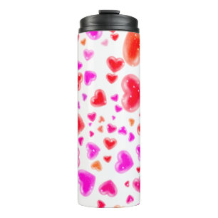 Liebe, so viele Herzen, Weiß Thermosbecher